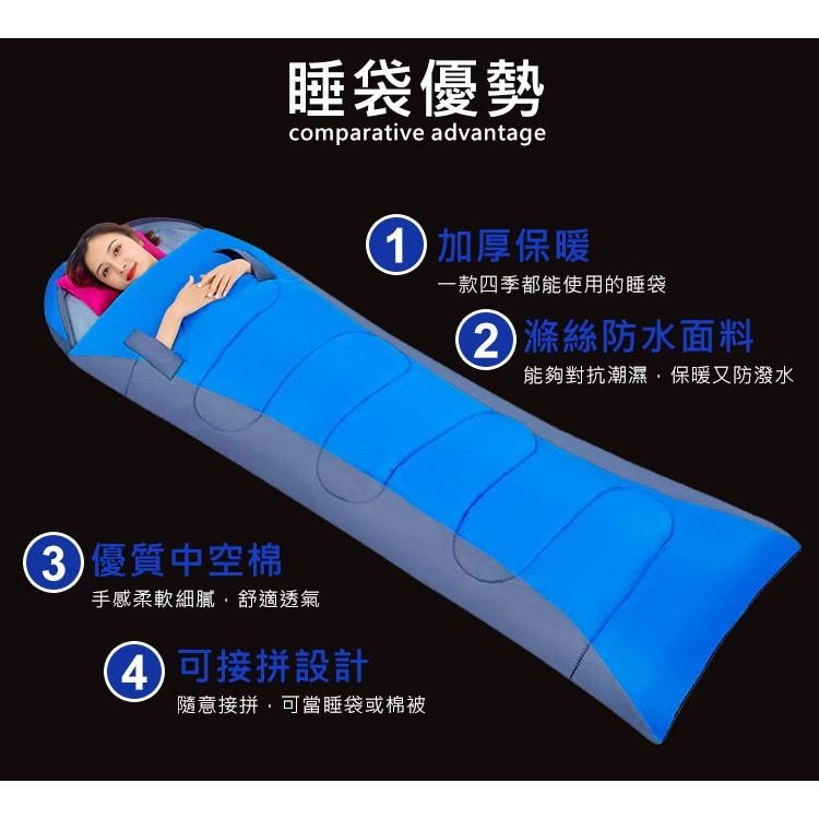 【VENCEDOR】 露營登山 旅行睡袋 可伸手加厚睡袋 超輕睡袋 信封式帶帽成人睡袋 睡袋 現貨 滿499免運-細節圖5