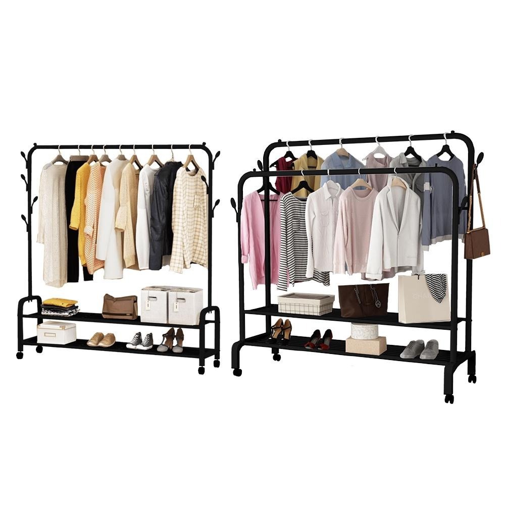 【VENCEDOR】 吊衣架曬衣架 150cm寬加粗 雙層落地掛衣架-附輪 衣帽架 簡易晾衣架 現貨 滿499免運-細節圖2