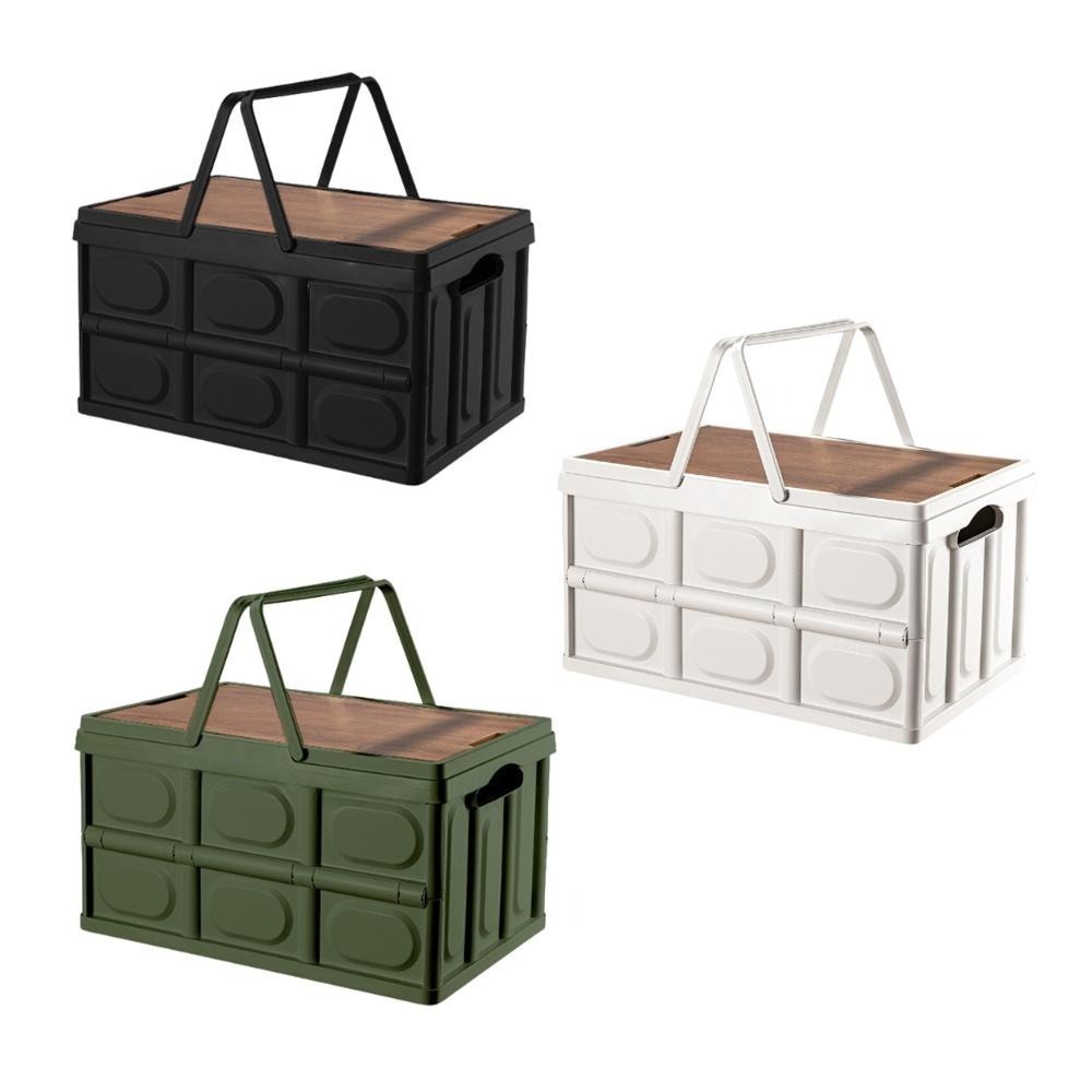 【VENCEDOR】 手提折疉收納箱 收納盒 衣物收納箱 木蓋摺疊營野餐籃 折疊戶外 露營箱 現貨 滿499免運-細節圖2