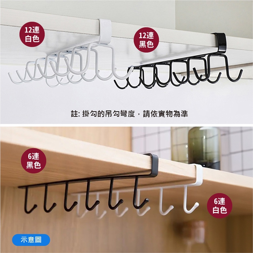 【VENCEDOR】 六連排掛勾+附贈螺絲 隔板鐵藝插入掛鈎 層板壁掛式掛鈎 櫥櫃掛架 現貨 滿499免運-細節圖9