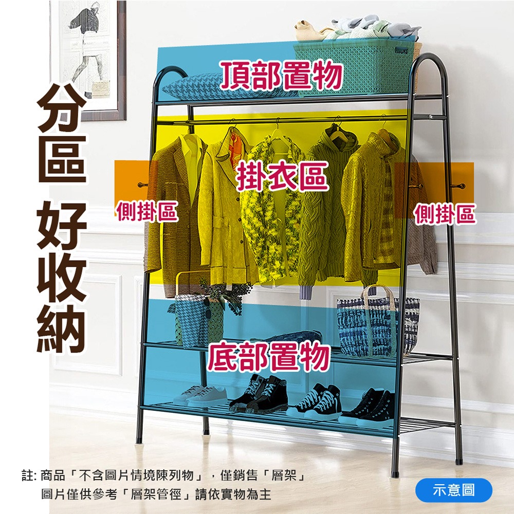 【VENCEDOR】 寬90公分 鐵管三角掛衣架 衣帽架 三層落地掛衣架 簡易置物架 DIY商品 現貨 滿499免運-細節圖6