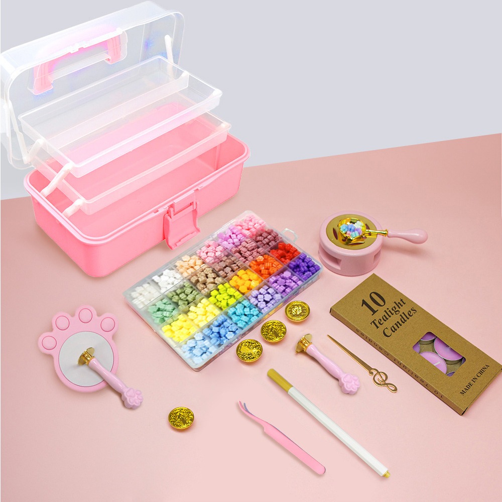 VENCEDOR】 24色火漆蠟粒組合+三層手提盒 (一組) DIY封蠟 火漆印章 火漆粒 現貨 滿499免運-細節圖2