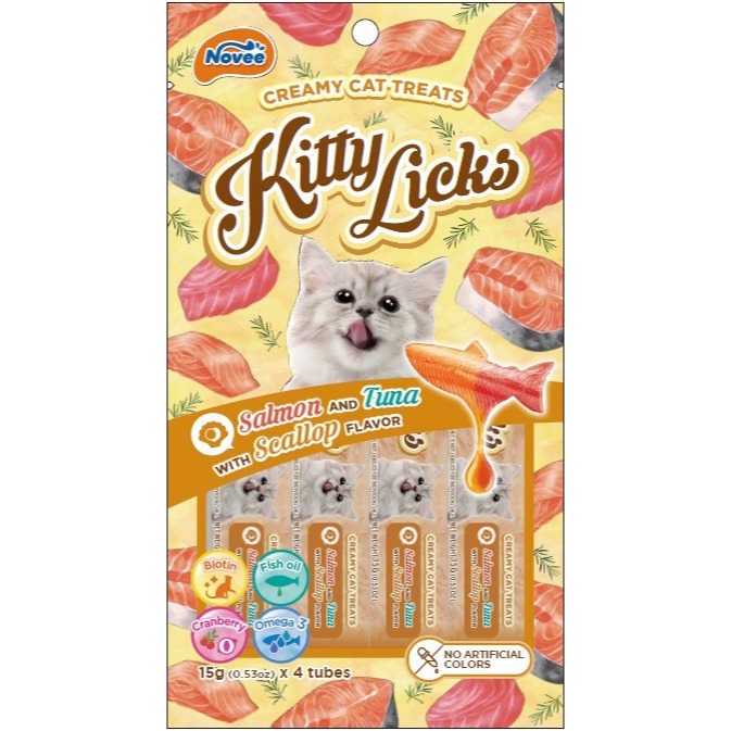 #大包裝新款特價#《Kitty Licks》 甜甜貓鮭魚系列肉泥-四口味 (15g*25入)-細節圖3