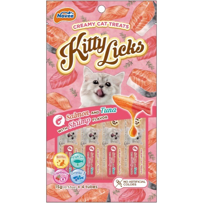#大包裝新款特價#《Kitty Licks》 甜甜貓鮭魚系列肉泥-四口味 (15g*25入)-細節圖5