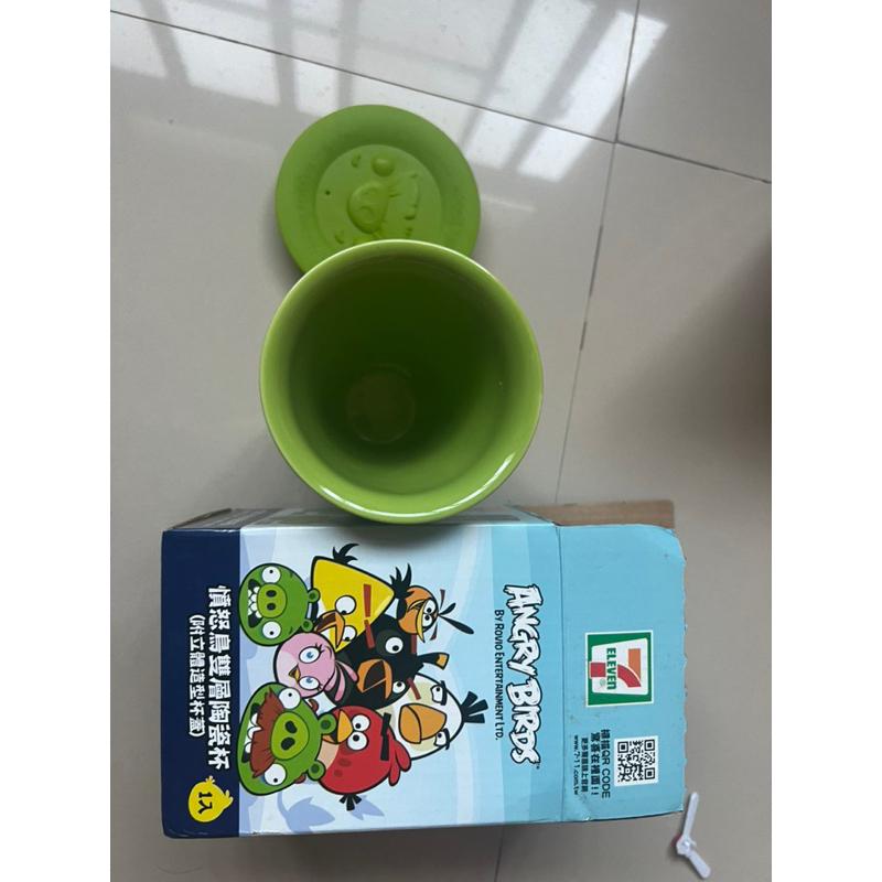 岡山可面交全新雙層陶瓷杯🔥現貨7-11絕版 憤怒鳥雙層陶瓷杯 附立體造型杯蓋 鬍子豬款-細節圖2