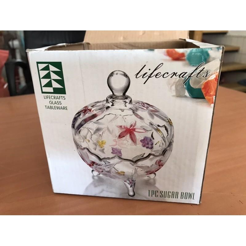 岡山可面交全新碗盤水晶玻璃 lifecrafts 511-1W. 聚寶盆糖果盆玻璃透明玻璃雕花玻璃-細節圖6
