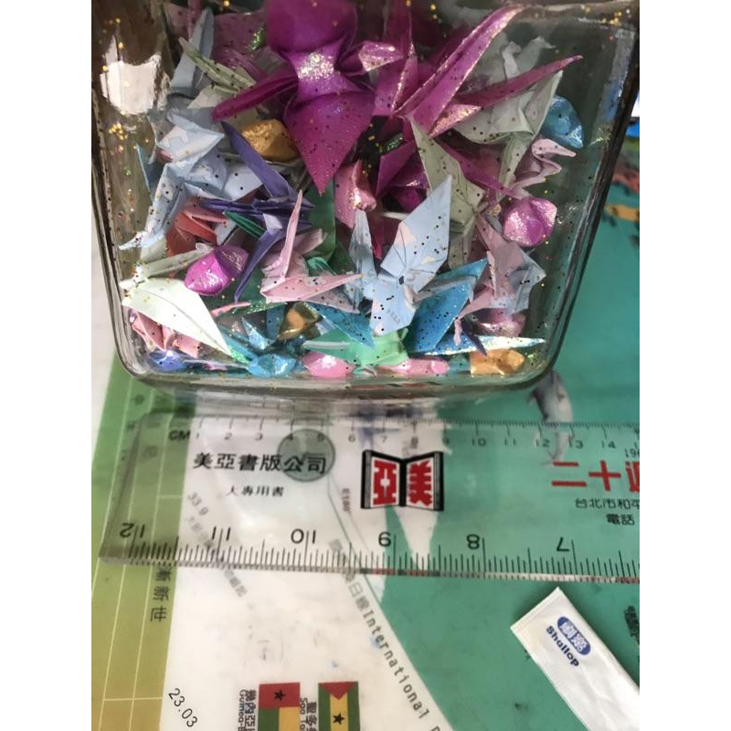 岡山可面交手工紙鶴玻璃罐密封罐星沙貝殼沙子藍色粉紅色一組 蜜蜂玻璃罐星星形狀玻璃罐-細節圖5