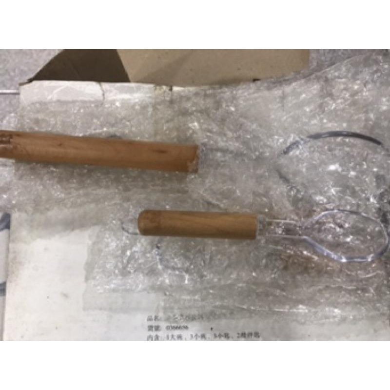 岡山可面交全新塑膠木頭幸運草沙拉缽組(九入)，非玻璃品  內含沙拉缽*1、碗*3、杓*1、叉*1、匙叉*3 料理用具-細節圖3