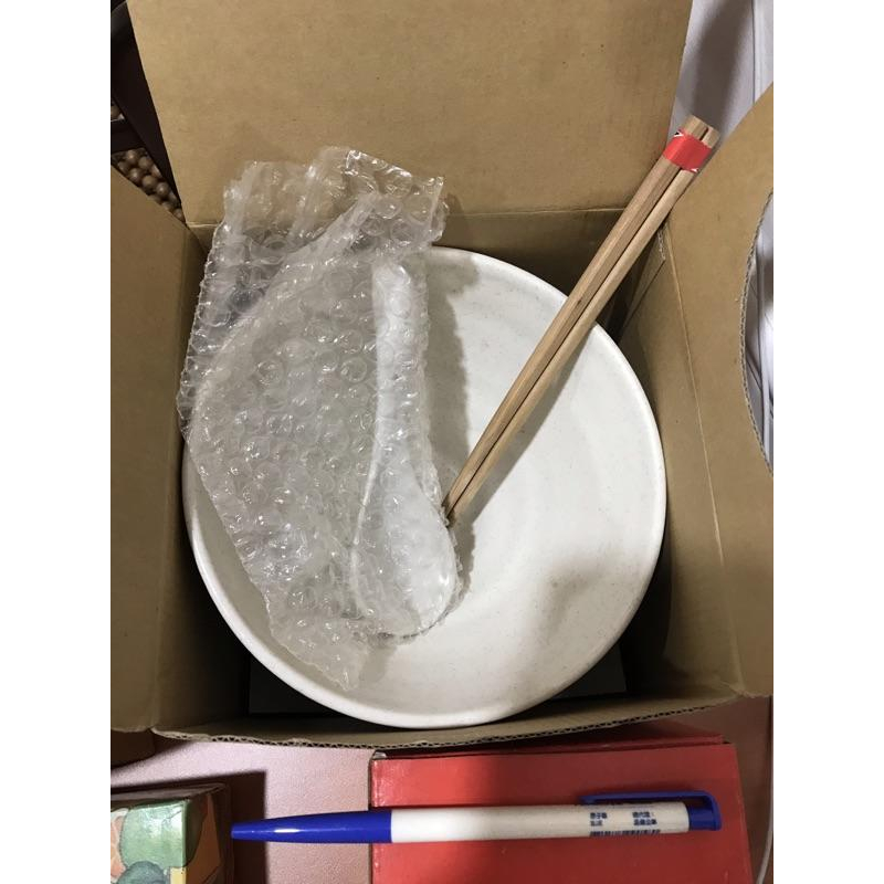 岡山可面交陶瓷碗公附湯匙筷子 漢神來店禮 吃飯網工泡麵碗公沒有蓋子-細節圖2