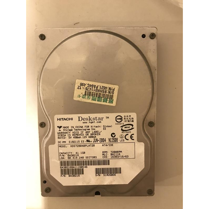 故障40 GB HGST Deskstar  HDS728040PLAT20 IDE 硬碟ATA100- 40 GB-細節圖2