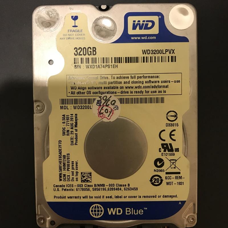 岡山可面交 WD3200LPVX 藍標(2.5吋/320G/7mm) 320GB SATA3 6G筆電 筆記型電腦硬碟-細節圖3