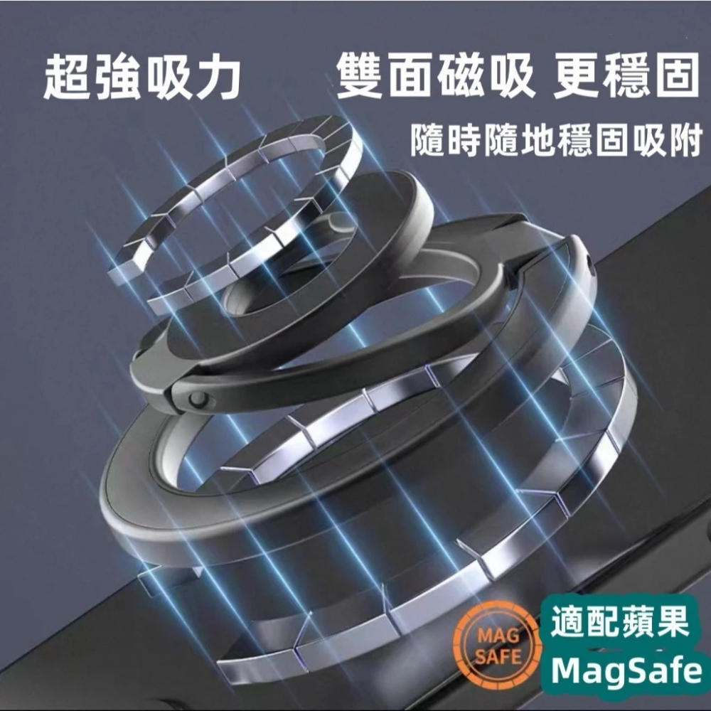 雙面磁吸折疊支架 手機支架 手機架 MagSafe 磁吸 指環扣支架 金屬支架 磁吸支架 雙面磁吸指環支架 磁吸指環-細節圖2