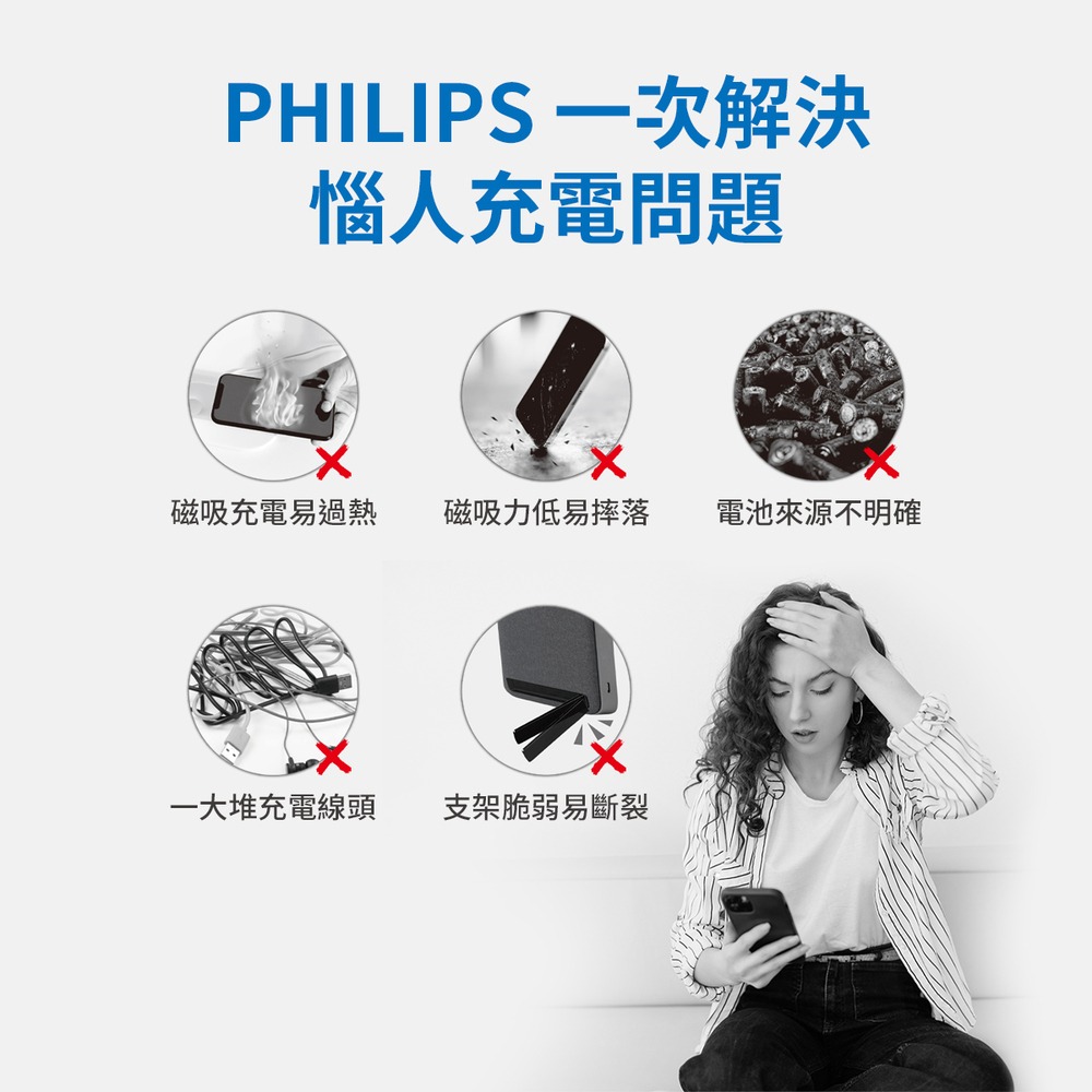 【快速出貨】PHILIPS 10000mAh立架式磁吸無線快充行動電源-細節圖3