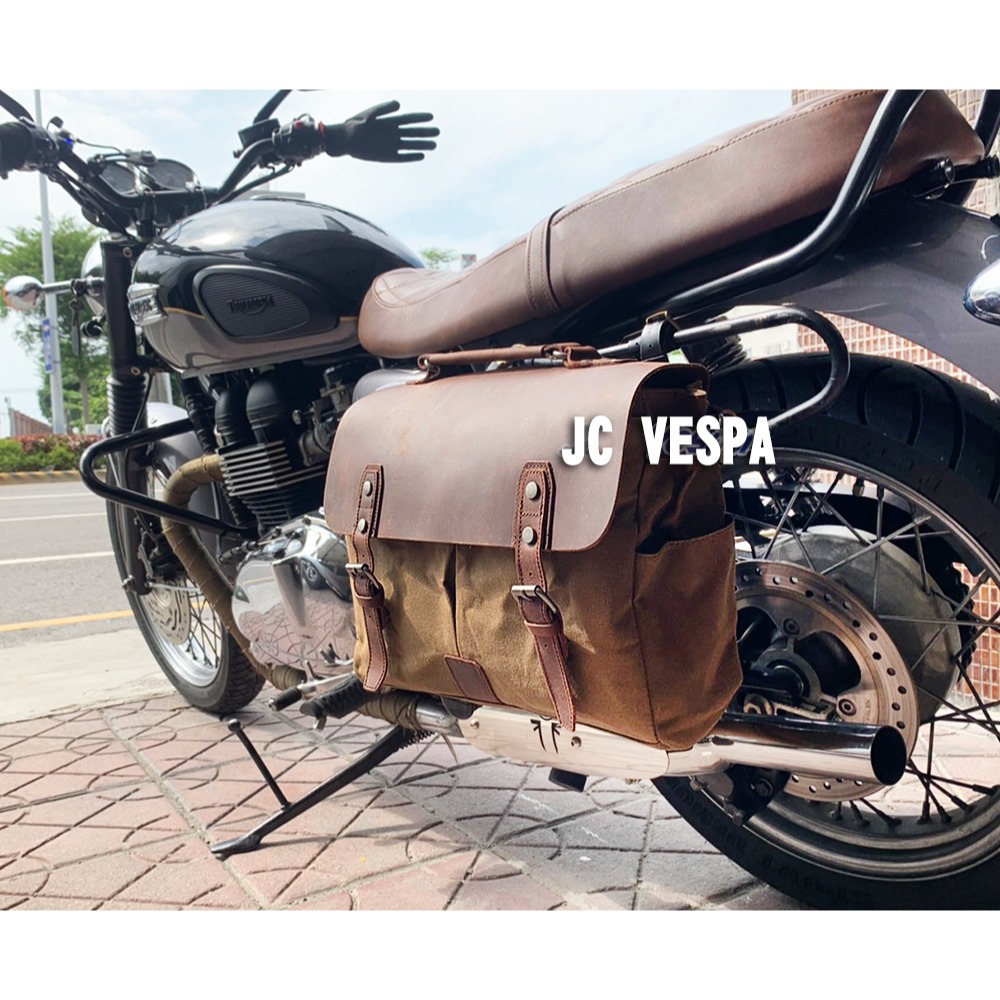 【JC VESPA】Honda Rebel 500馬鞍包(黑色) 小雨面料 油蠟帆布重機側包 邊包(支架需另外購買)-細節圖3