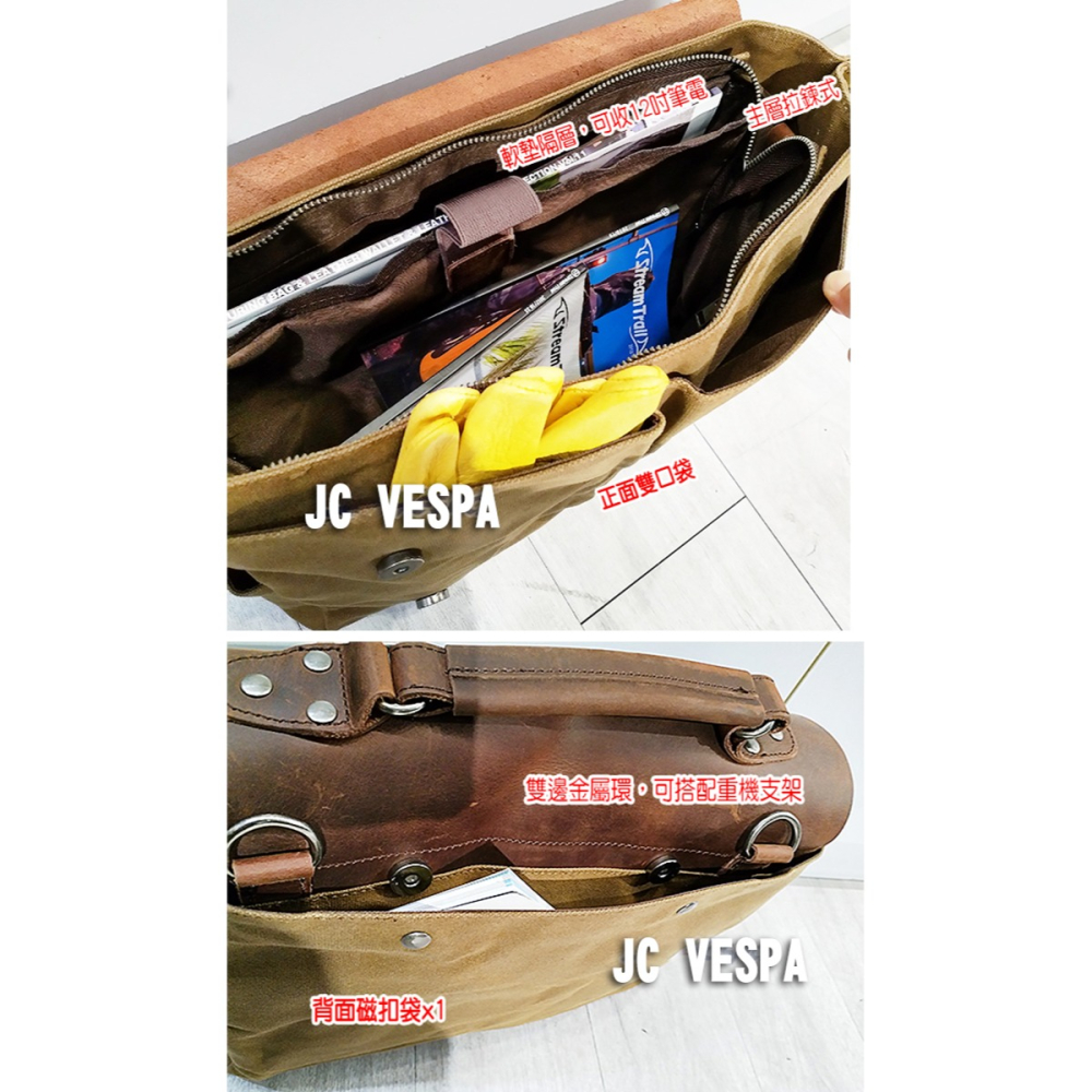 【JC VESPA】Honda Rebel 500馬鞍包(黑色) 小雨面料 油蠟帆布重機側包 邊包(支架需另外購買)-細節圖7