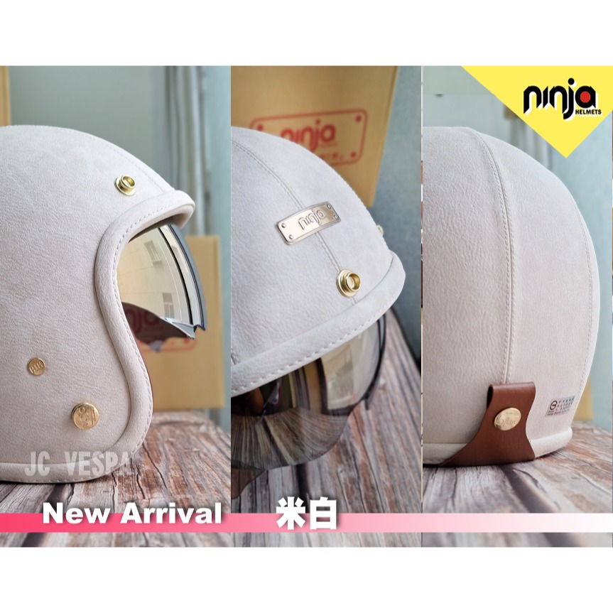 【JC VESPA】ninja 墨鏡皮革騎士帽 秋冬新品/UV400 W鏡片/涼感內襯可拆 復古帽-細節圖4