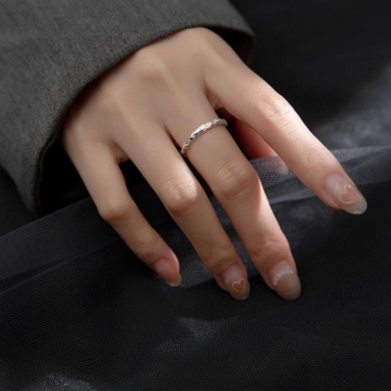 Moonlight 現貨🌙樹枝紋理開口戒．S925純銀．日常不敗款 #C002-細節圖3