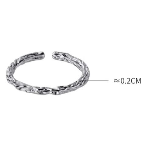 Moonlight 現貨🌙樹枝紋理開口戒．S925純銀．日常不敗款 #C002-細節圖5