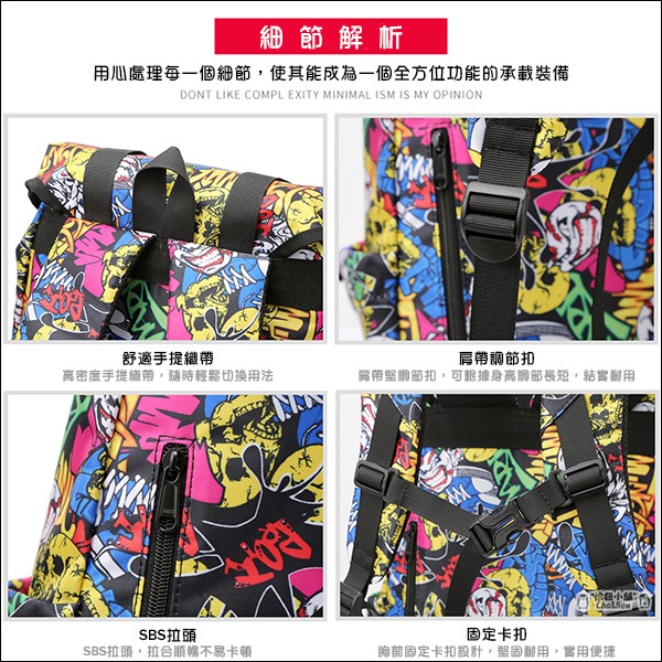 時尚休閒背包 束口後背包 彩繪後背包 電腦包 文件包 筆記本包 多袋 A4 商務 筆記型電腦包 大容量-細節圖5