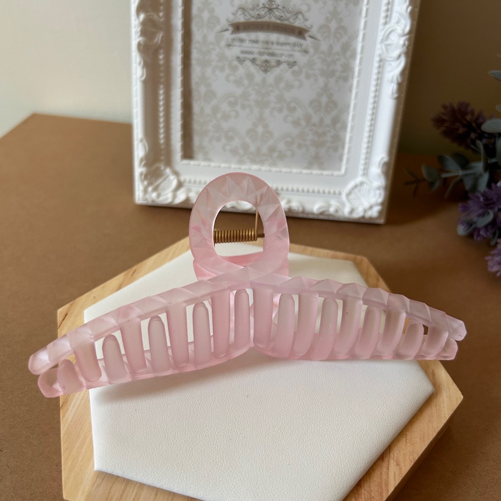 透明磨砂格菱紋抓夾 鯊魚夾 髮夾-細節圖5