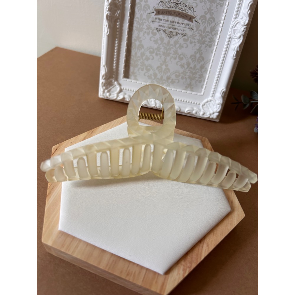 透明磨砂格菱紋抓夾 鯊魚夾 髮夾-細節圖7