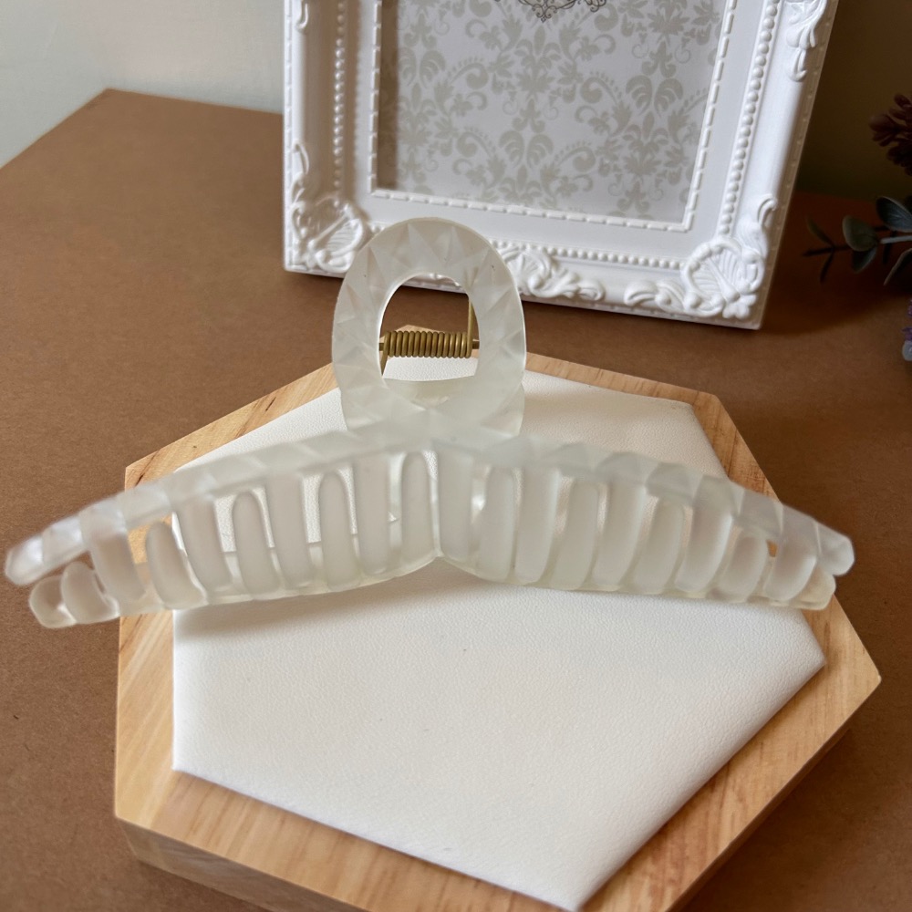 透明磨砂格菱紋抓夾 鯊魚夾 髮夾-細節圖8