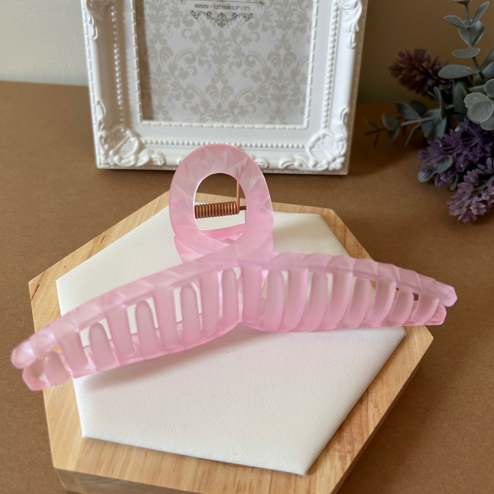 透明磨砂格菱紋抓夾 鯊魚夾 髮夾-規格圖8