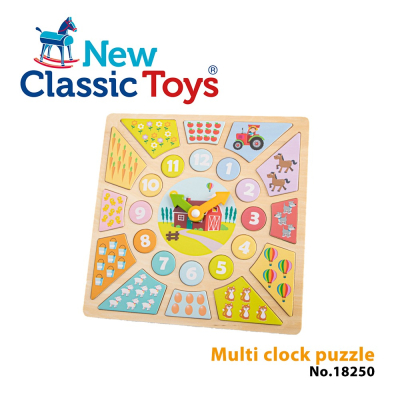 【荷蘭New Classic Toys】寶寶認知學習時鐘拼圖-18250