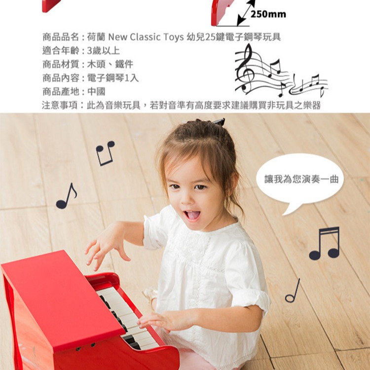 【荷蘭New Classic Toys】幼兒25鍵電子鋼琴玩具 - 10160-細節圖5