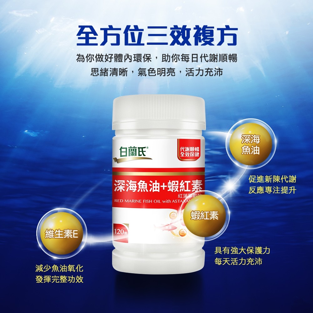 【白蘭氏】深海魚油+蝦紅素 120顆-Omega3 DHA EPA 提升新陳代謝 代謝順暢 氣色紅潤-細節圖4