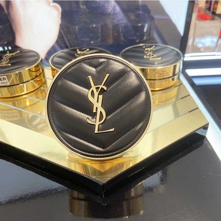 YSL聖羅蘭 Yves Saint Laurent 恆久完美霧光氣墊粉餅SPF23 / PA++粉色皮革氣墊 黑色皮革-細節圖8