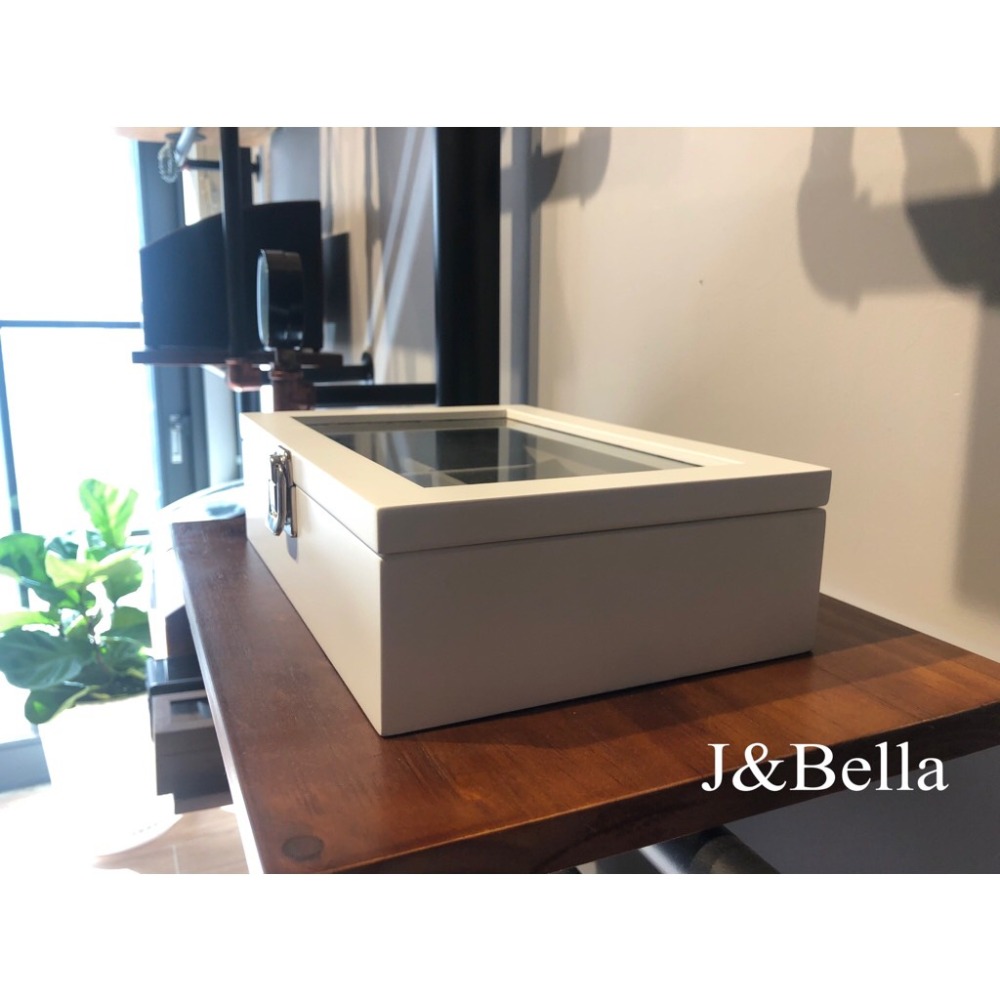 J&Bella白色實木精品手錶盒 錶盒 收納盒（含錶枕） 收藏盒 展示盒 展示窗 儲物盒-細節圖2