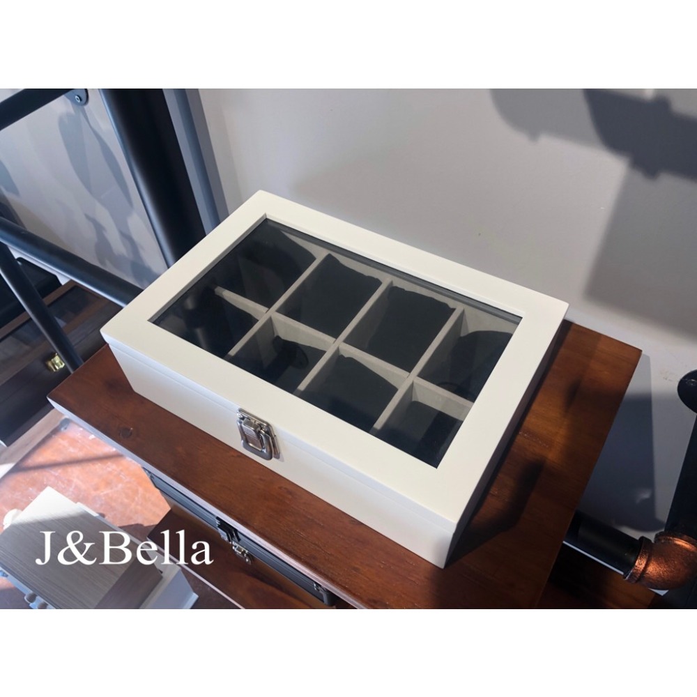 J&Bella白色實木精品手錶盒 錶盒 收納盒（含錶枕） 收藏盒 展示盒 展示窗 儲物盒-細節圖3