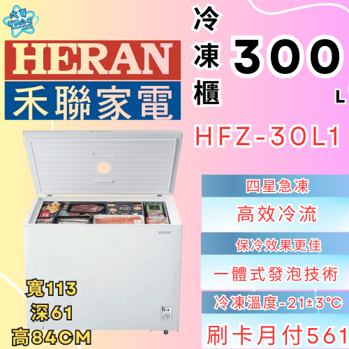 六百有限公司 600哥 禾聯冷凍櫃HFZ-30L1 冷凍櫃刷卡.無卡分期 家用冷凍櫃 全冷凍櫃-細節圖2