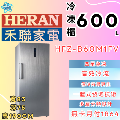 六百有限公司 600哥 禾聯冷凍櫃HFZ-B60M1FV 冷凍櫃刷卡.無卡分期 家用冷凍櫃 全冷凍櫃-細節圖2