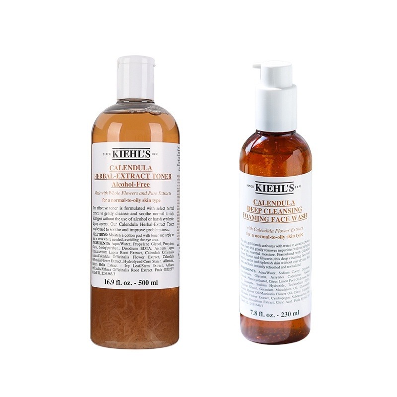 正品 🌼 Kiehl＇s 契爾氏 金盞花化妝水500ml+洗面乳230ml/白泥面膜125ml/爆水面霜50ml 組合-細節圖2