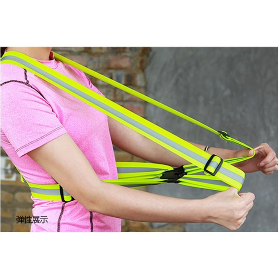 高彈力 可調 伸縮 反光背心 鬆緊帶背心 彈力背帶 夜跑 安全背帶 織帶背心 工地 工程施工 交通 交管指揮 夜間安全-細節圖2