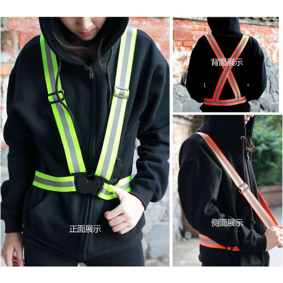 高彈力 可調 伸縮 反光背心 鬆緊帶背心 彈力背帶 夜跑 安全背帶 織帶背心 工地 工程施工 交通 交管指揮 夜間安全-細節圖3