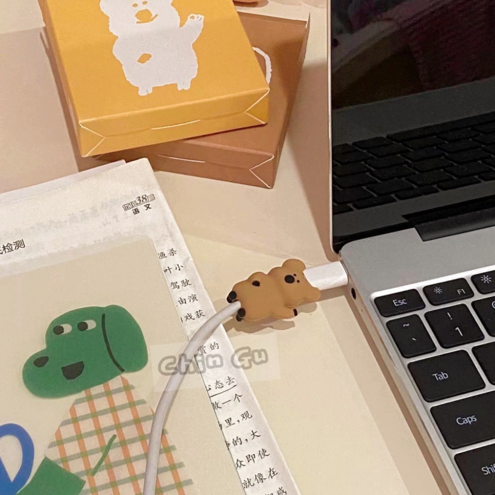 【親咕小舖-Ghin Gu Ü 台灣出貨】韓國考拉數據線保護套 咬線器 充電線防護 柿子熊 短尾袋鼠 充電線頭防護-細節圖4