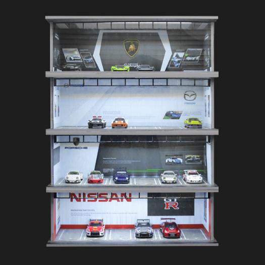 MoreArt 1:64場景燈光展示盒 MINI GT收納 TOMICA車庫 防塵箱 車庫場景 改車汽修廠模型 停車場-細節圖4