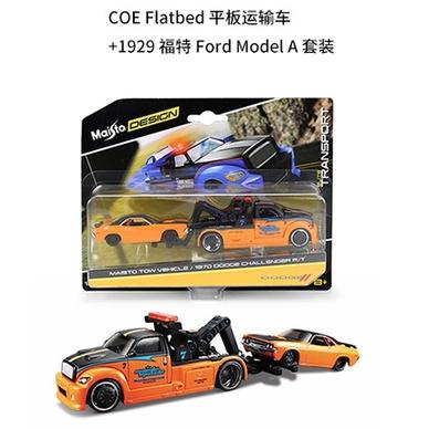 改裝皮卡運輸車 1:64模型 平板運輸車 拖車 牽引車 MACK B-61 RAMP 道奇 雪佛蘭 VEGA 1/64-細節圖5