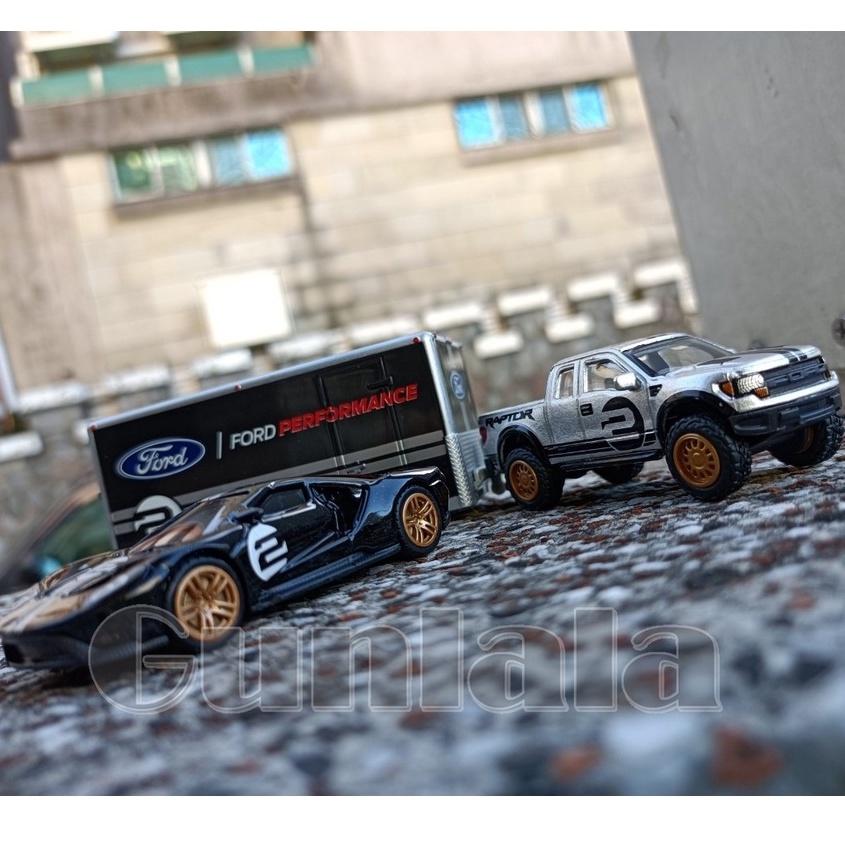 皮卡改裝拖車運輸車套裝1:64模型F150 SVT 福特野馬雪佛蘭Camaro 道奇