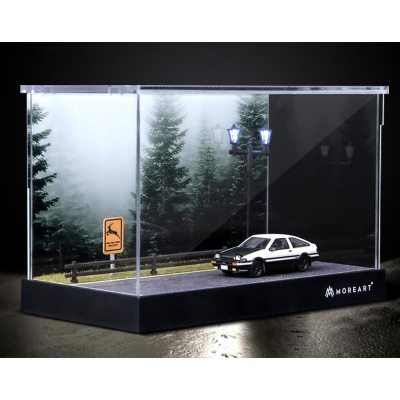 1/64 濃霧森林場景 模型車收納展示盒 燈光防層盒 微縮攝影拍攝 壓克力盒 北歐迷霧森林背景 花園公路 MINI GT