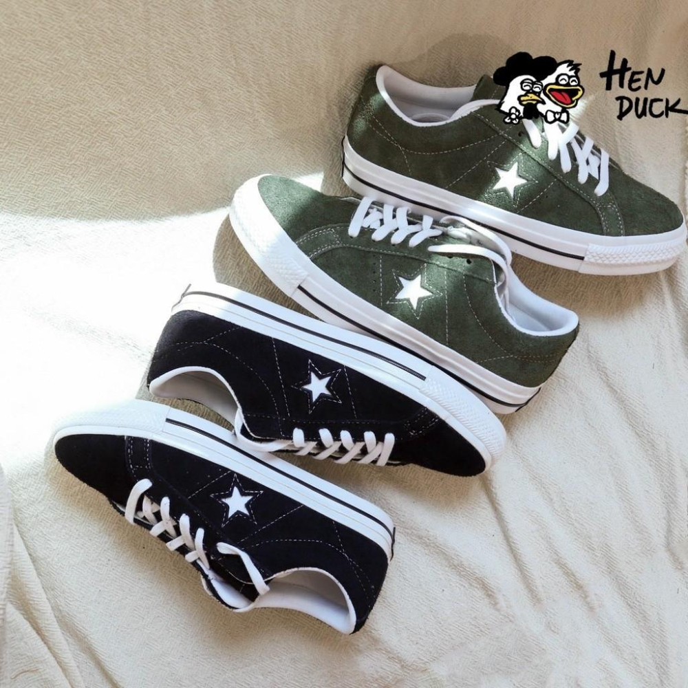 韓國代購 Converse One star Ox low suede 黑色 綠色 灰白 麂皮 低筒帆布鞋 男女板鞋-細節圖2