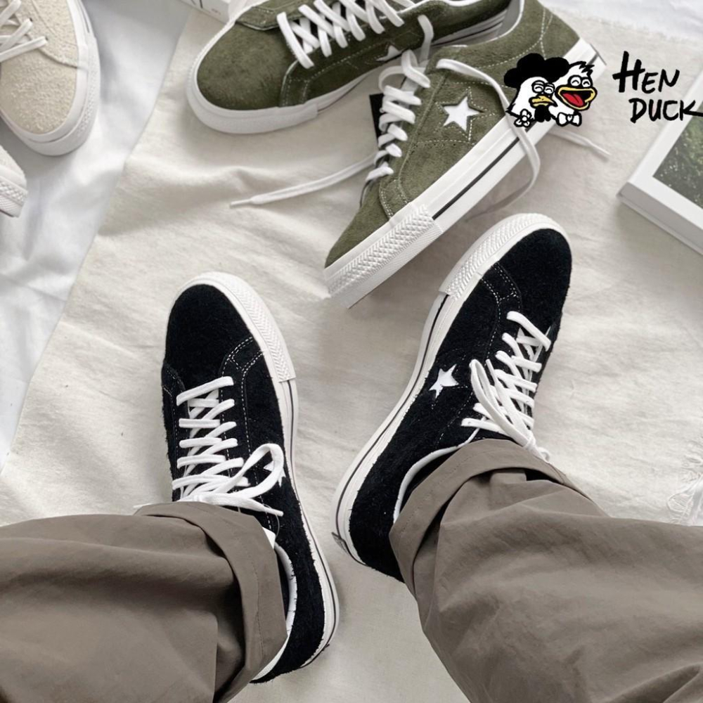 韓國代購 Converse One star Ox low suede 黑色 綠色 灰白 麂皮 低筒帆布鞋 男女板鞋-細節圖5