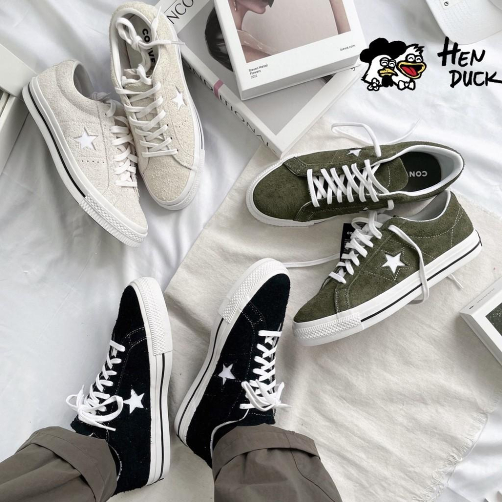 韓國代購 Converse One star Ox low suede 黑色 綠色 灰白 麂皮 低筒帆布鞋 男女板鞋-細節圖6