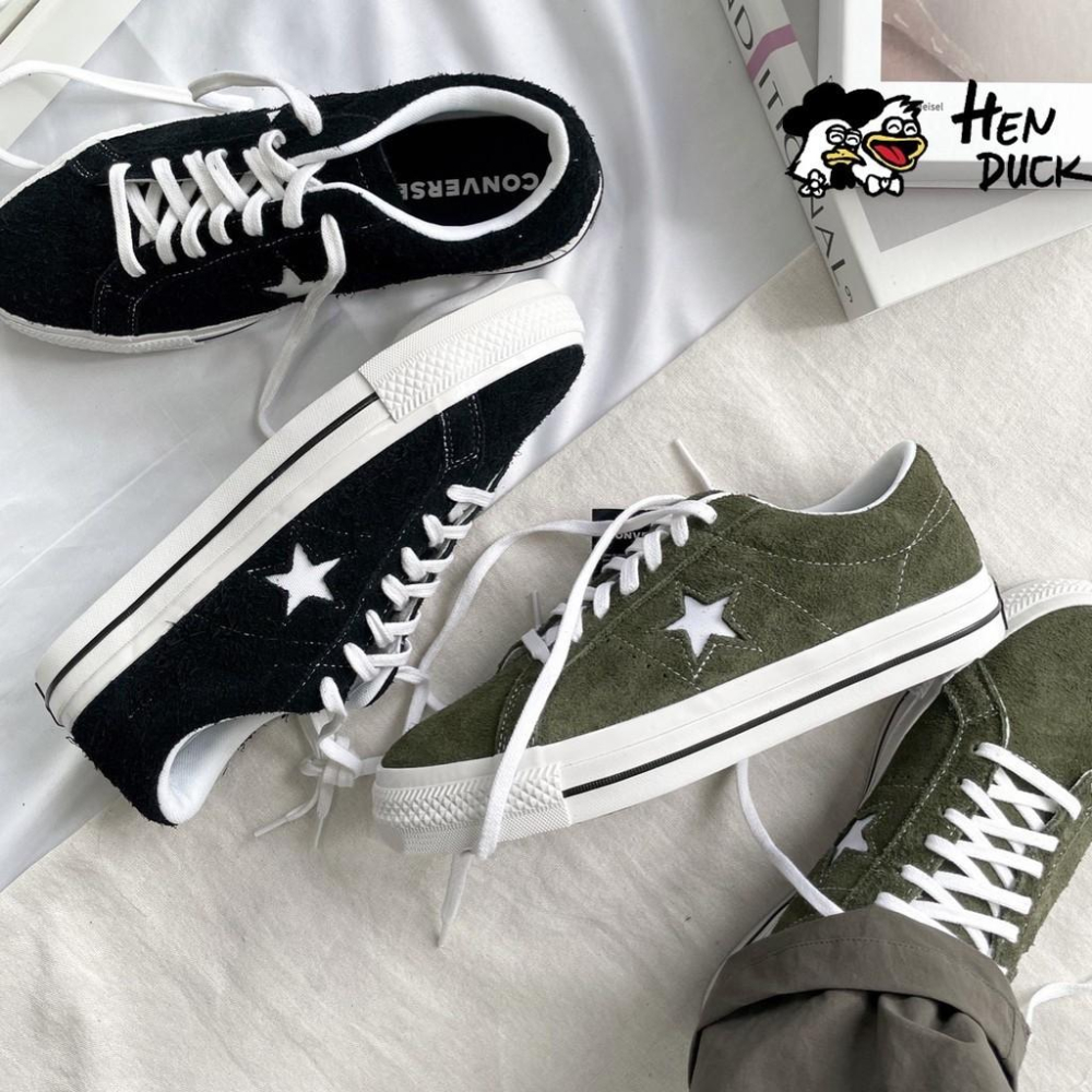 韓國代購 Converse One star Ox low suede 黑色 綠色 灰白 麂皮 低筒帆布鞋 男女板鞋-細節圖7