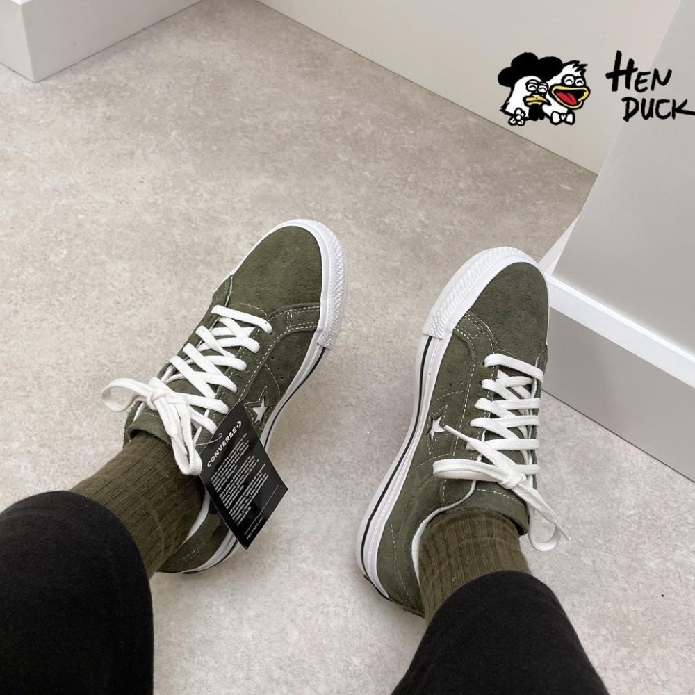 韓國代購 Converse One star Ox low suede 黑色 綠色 灰白 麂皮 低筒帆布鞋 男女板鞋-細節圖8