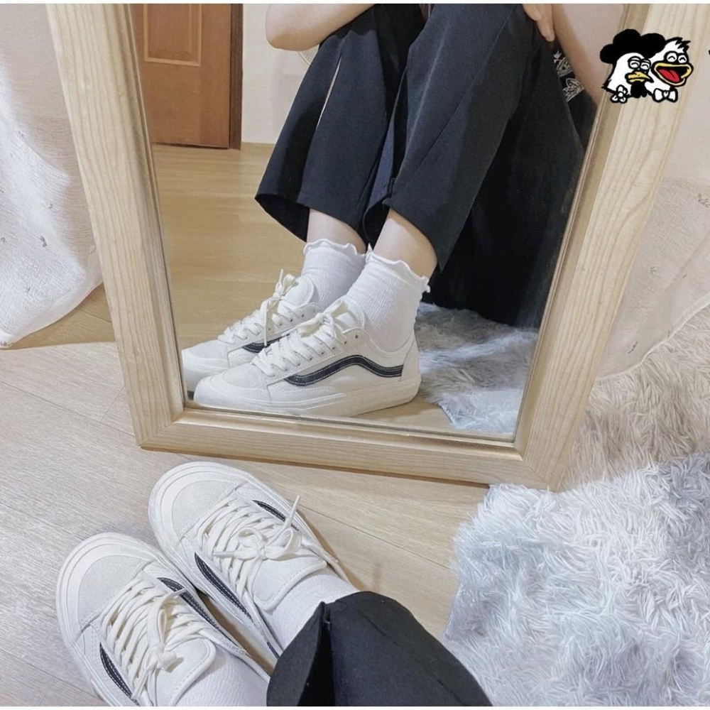 韓國代購 VANS STYLE 36 DECON 米白 低筒 黑線 帆布鞋 麂皮 范斯 經典滑板鞋 籃球鞋 男女 情侶鞋-細節圖3
