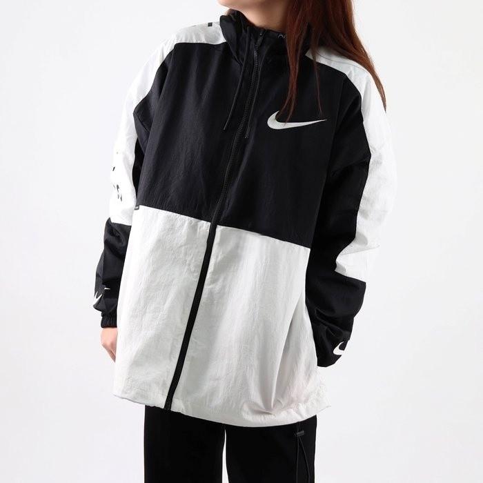 韓國代購 NIKE AS M NSW SWSH JKT WVN 男生 黑白色 字母 防風 薄款 連帽 防風外套 紅 黑-細節圖3